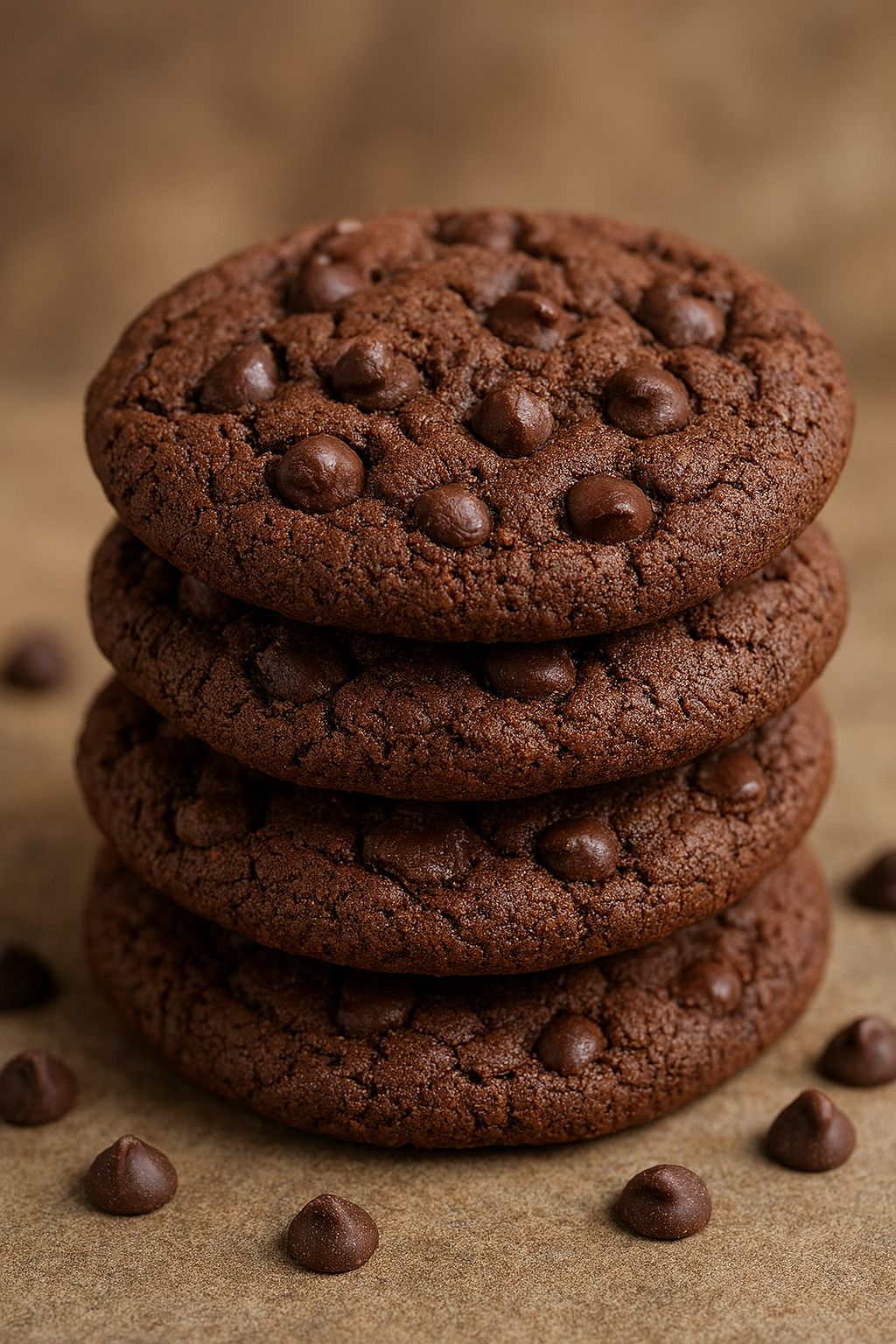 brune chocolate chip cookie stack