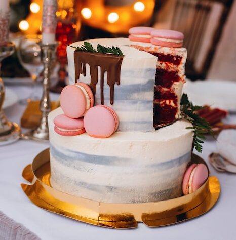 A scrumptious Macaroon Cake with layers of moist cake, creamy fillings, and a stunning macaroon topping